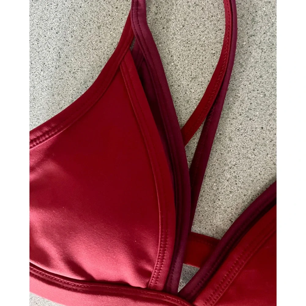 Berry Pink 2 Piece Activewear Set V-Neck Sports Bra & High Waist Biker Shorts S